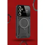 Samsung Galaxy S24 Fe Kılıf Joy Lens Standlı Kapak - Koyu Yeşil-4