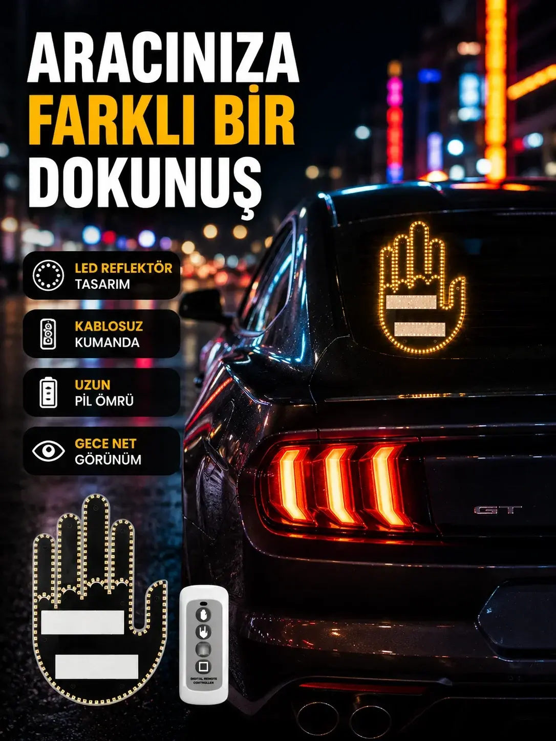 2025 LED El Park Uyarı Siste Uzaktan Kumandalı