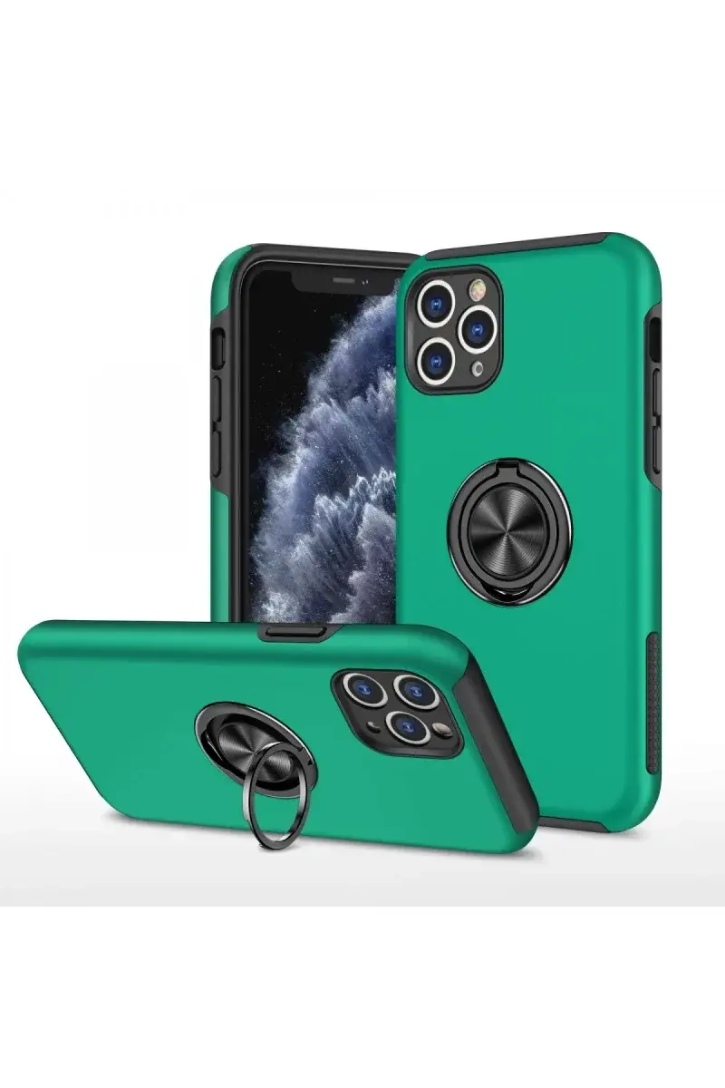 Apple iPhone 11 Pro Max Kılıf Elit Yüzüklü Kapak - Yeşil