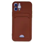Apple İphone 12 Kılıf Kelvin Kartvizitli Silikon - Bordo-1