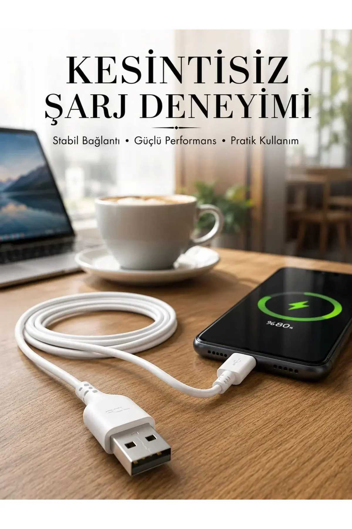 2 Metre Type-C Şarj Kablosu Güvenli ve Stabil Şarj Desteği