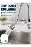 Krom Musluk Uzatma Aparatı 360° Dönebilen Su Tasarruflu Lavabo Fıskiyesi-1
