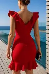 Kadın El Emeği V Yaka Kolsuz Bodycon Abiye Elbise-2