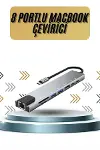 8 Portlu Macbook Çevirici Type C Hub SD TF USB Çoğaltıcı Ethernet-2