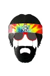 Siyah Saçlı Bandana Tasarımlı Hippi Parti Gözlüğü 26x18 Cm-2