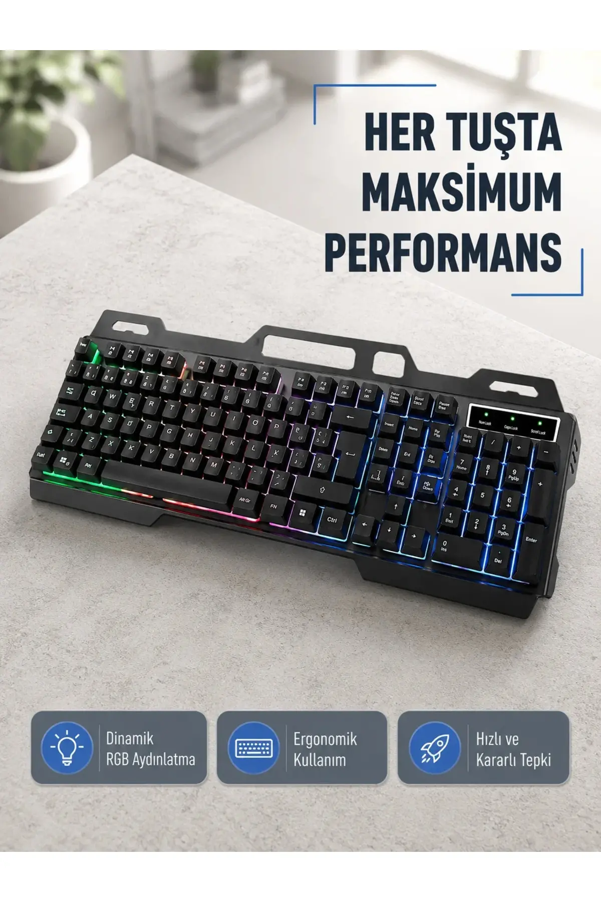 RGB Aydınlatmalı Klavye Mouse Seti – USB Bağlantılı, Türkçe Q, Ayarlanabilir DPI, Ergonomik Yapı