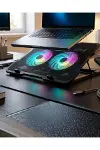 Ayarlanabilir Laptop Soğutucu Çift Fan RGB Işıklı Sessiz Çalışan-1