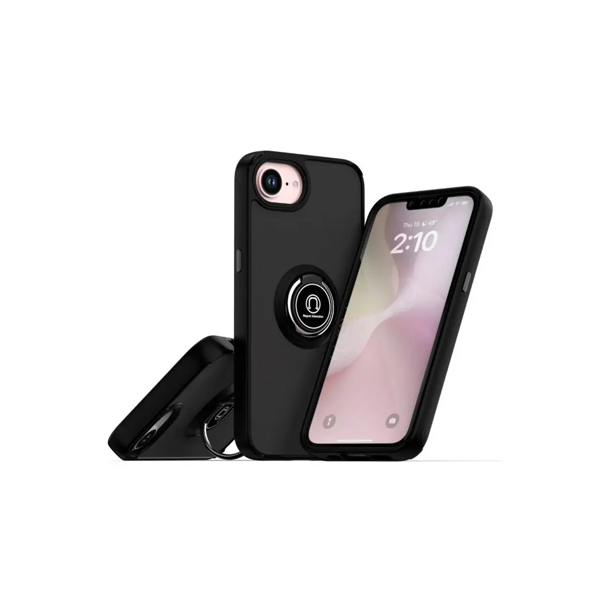 Apple İphone 16e Kılıf Montreal Yüzüklü Silikon Kapak - Siyah