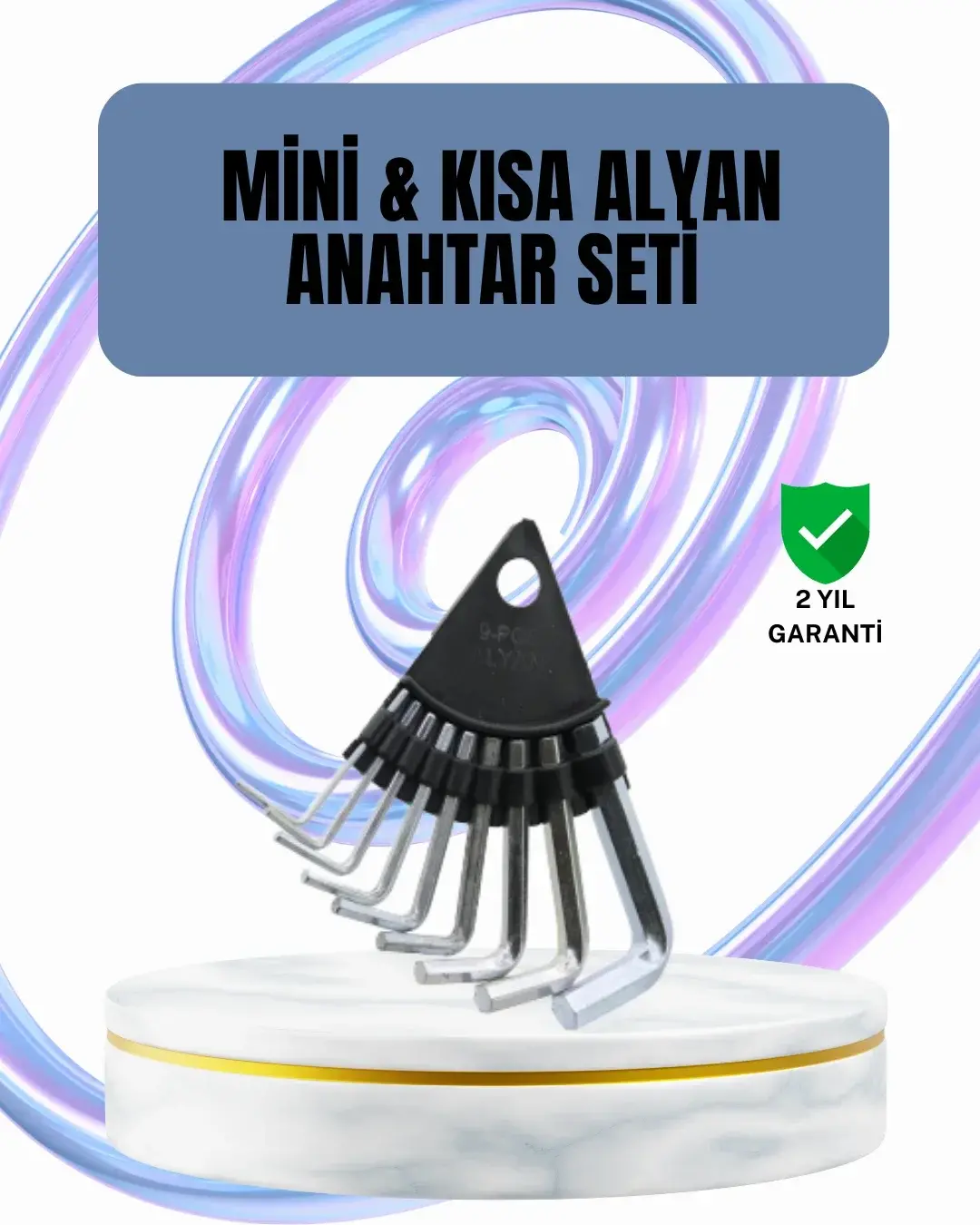 9 Parça Alyan Anahtar Seti Altıgen Uçlu Mobilya ve Tar İçin