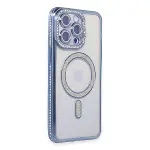 Apple İphone 15 Pro Kılıf Joke Simli Magneticsafe Kılıf - Mavi-1