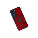 Samsung Galaxy S24 Kılıf Pars Lens Yüzüklü Silikon - Kırmızı-3