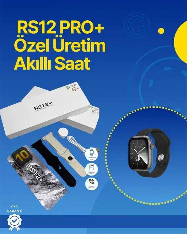 . RS12 PRO+ 2025 Serisi Full Ekranlı Akıllı Saat – 2GB Hafıza, Titanyum Kasa, Suya Dayanıklı, Uzun Ş
