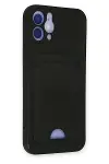 Apple iPhone 12 Kılıf Kelvin Kartvizitli Silikon - Siyah-2