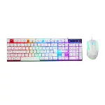 Beyaz Gökkuşağı Işıklı Usb Kablolu Oyuncu Klavye - Mouse Set-2