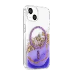 Onegif Apple İphone 14 Lotus Simli Magsafe Kapak - Mor-2