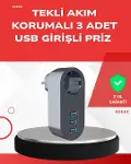 2500W Güç Destekli Akım Korumalı Priz – 3 USB Çıkışlı-1