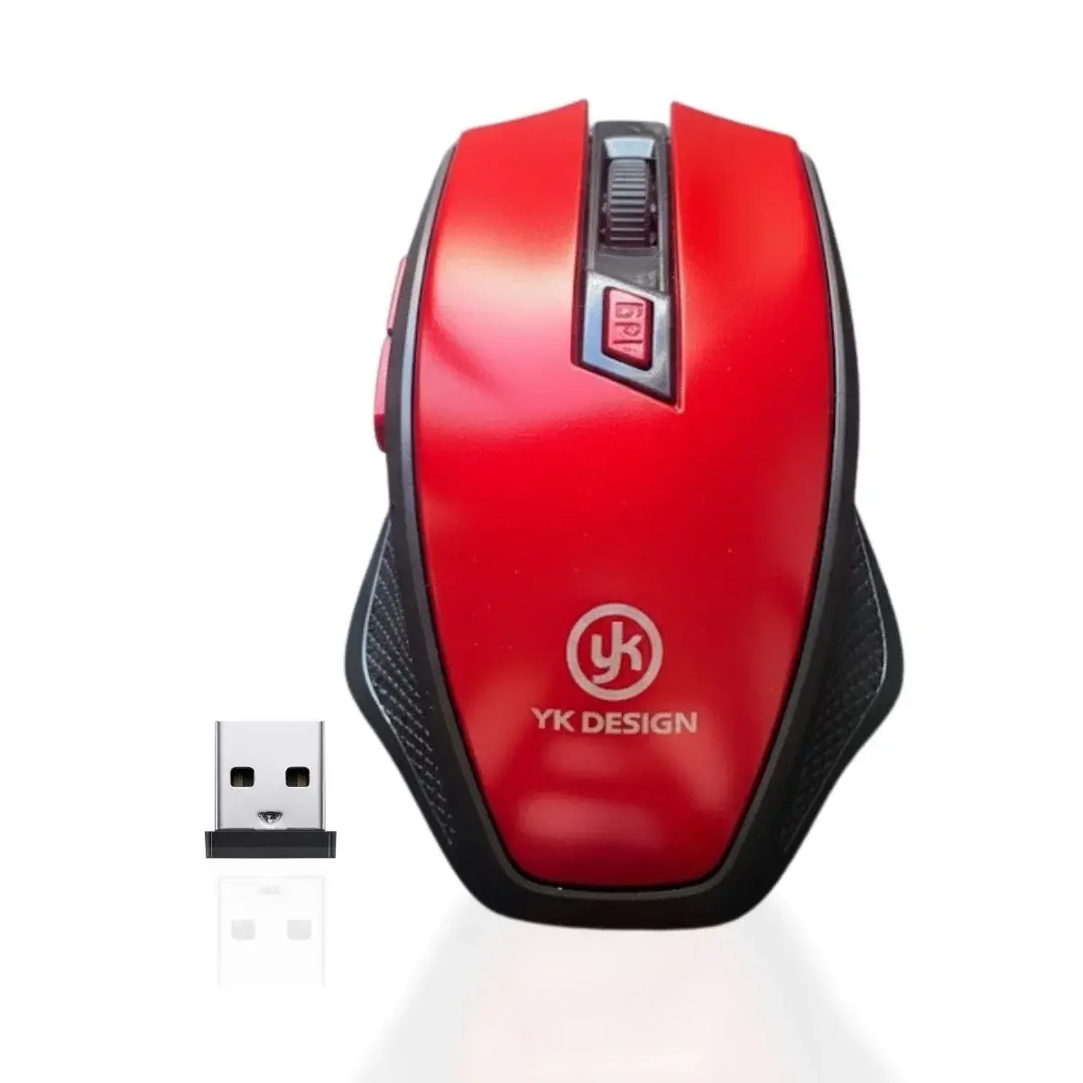 Kırmızı Renkli Baş Parmak Destekli Ergonok Sessiz Kablosuz Mouse – USB Alıcılı, Ofis ve Oyun İçin Ko