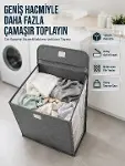 Modern Tasarımlı Duvara Monte Kirli Çamaşır Sepeti Pratik Saklama Çözümü-1