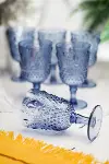 Akrilik Lacivert 6'lı Kadeh & Su Meşrubat Kahve Yanı Bardağı 450 ml ( Cam Değildir )-1