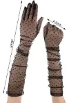 Uzun Boy Siyah Puantiyeli Siyah Renk Yetişkin Tül Eldiven 55 Cm-5