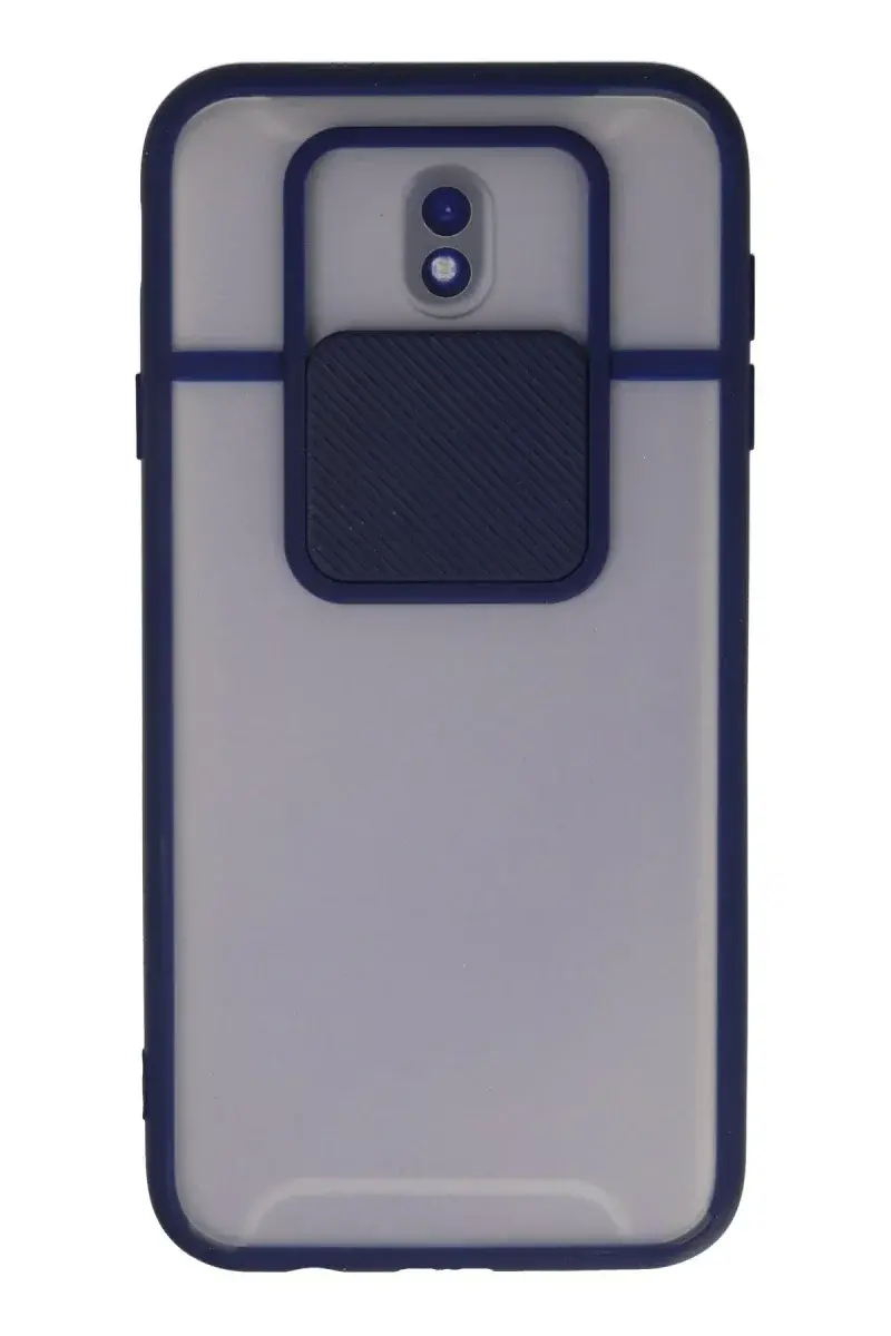 Samsung Galaxy J7 Pro / J730 Kılıf Palm Buzlu Kamera Sürgülü Silikon - Lacivert