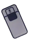 Samsung Galaxy J7 Pro / J730 Kılıf Palm Buzlu Kamera Sürgülü Silikon - Lacivert-2