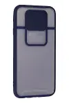 Samsung Galaxy J7 Pro / J730 Kılıf Palm Buzlu Kamera Sürgülü Silikon - Lacivert-3
