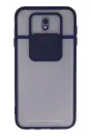 Samsung Galaxy J7 Pro / J730 Kılıf Palm Buzlu Kamera Sürgülü Silikon - Lacivert-1
