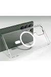 Samsung Galaxy S23 Ultra Kılıf Magneticsafe Şeffaf Silikon - Şeffaf-3