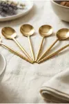 6'lı Lüks Gold Paslanmaz Çelik Çay Kaşığı Seti (13 cm)-3