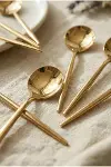 6'lı Lüks Gold Paslanmaz Çelik Çay Kaşığı Seti (13 cm)-4