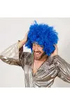 Mavi Renk Kıvırcık Afro Bonus Peruk-1