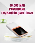 Powerbank 10000 mAh – Çift USB Çıkışlı, Type-C Girişli, Şık Beyaz Tasarım-1