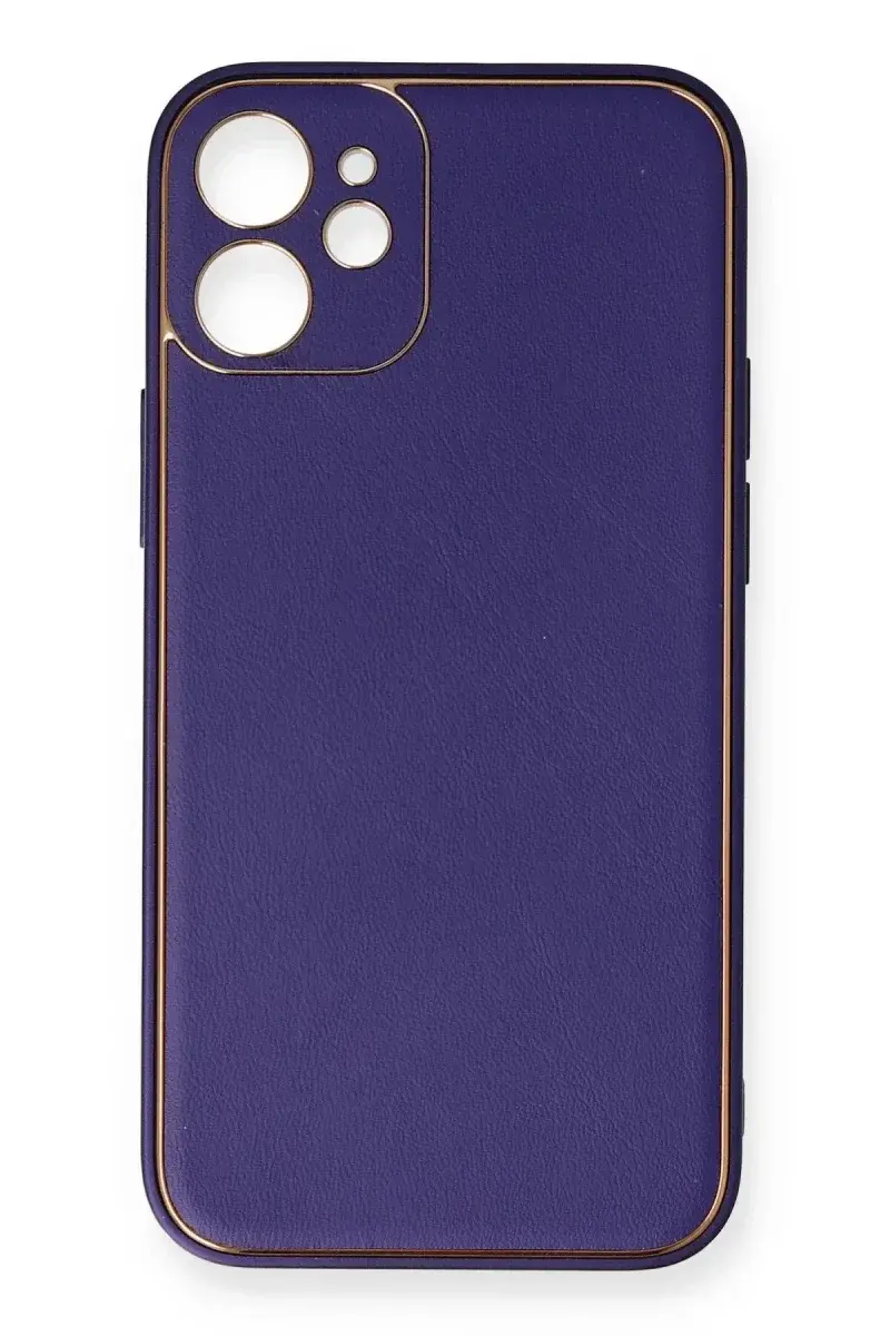 Apple iPhone 12 Mini Kılıf Coco Deri Silikon Kapak - Mor