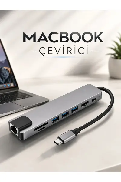 Çevirici Dönüştürücü Adaptör Macbook 3 In 1 Type-C To Hdmı USB 3.0