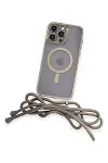 Apple iPhone 13 Pro Kılıf Divo Lazer Askılı Magsafe Kapak - Gold-3