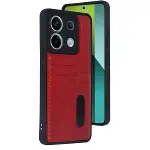 Xiao Red Note 13 Pro 4g Kılıf Sara Kartvizitli Deri Kılıf - Kırmızı-1