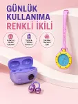 Şarj Kutulu Kablosuz Kulaklık ve Pembe Çanta Charm og Saat Seti Müzik ve Aksesuar Bir Arada-1