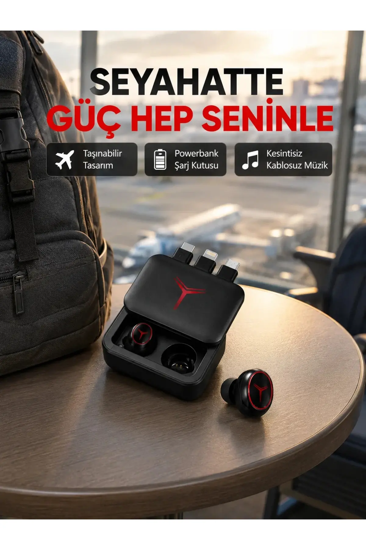 Bluetooth Powerbank Kulaklık – Kablosuz, Uzun Pil Ömrü, Dokunmatik ve Yüksek Ses Kalitesi