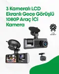2.0” LCD Ekranlı, Döngüsel Kayıt Özellikli Üç Kameralı Oto Kamera-1