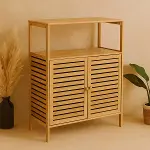 Çok Amaçlı Dolap Ahşap Bambu Organizer Raflı 66X33X85CM-3