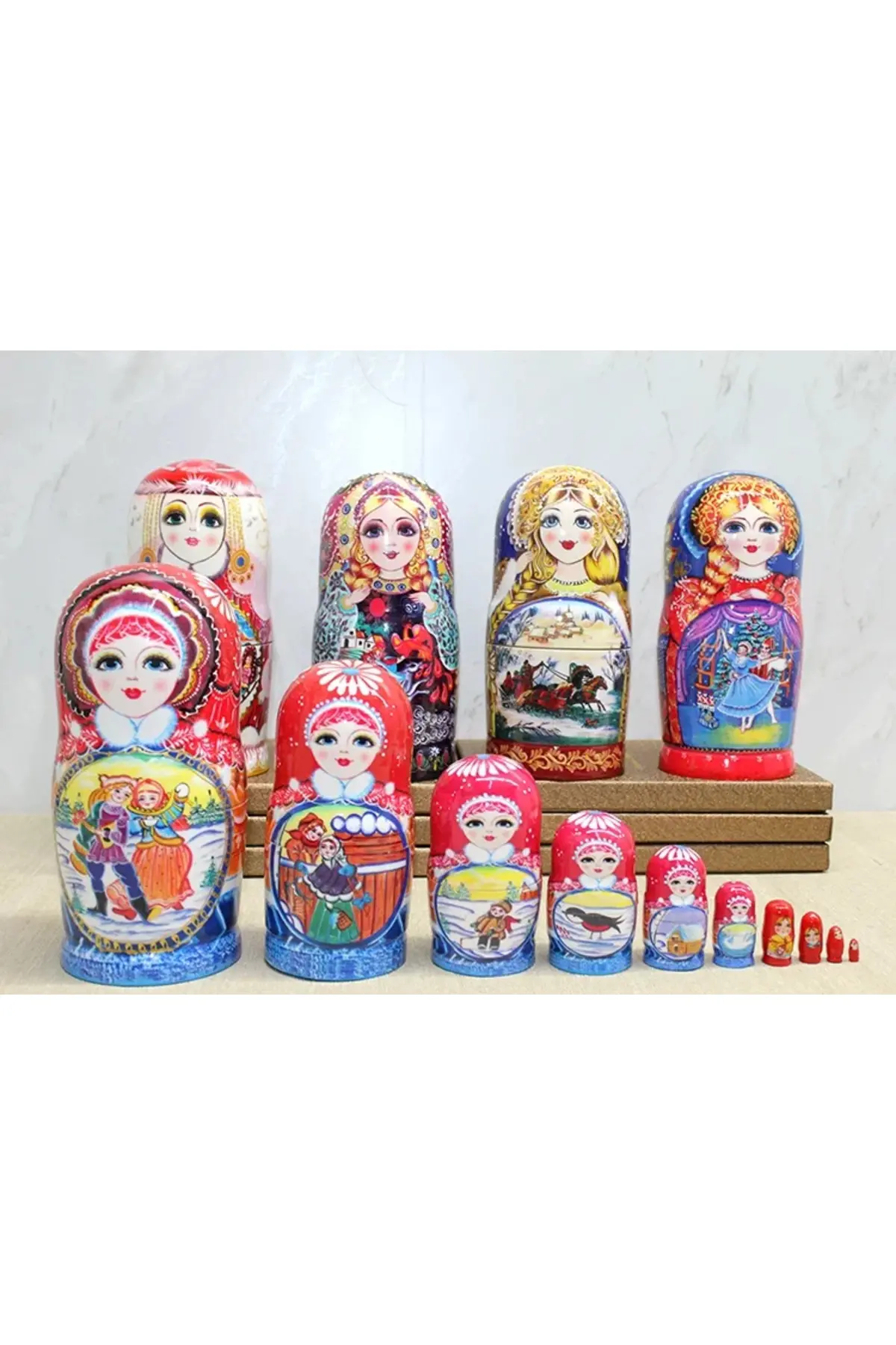 10'lu Ahşap Matruşka Seti Alk4389