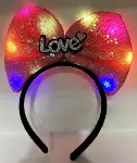 LED Işıklı Love Yazılı Fuşya Fiyonk Taç – Kız Çocuk Parti Tacı-3