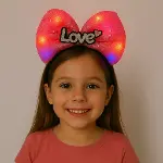 LED Işıklı Love Yazılı Fuşya Fiyonk Taç – Kız Çocuk Parti Tacı-1