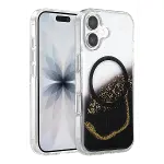 Onegif Apple İphone 16 Lotus Simli Magsafe Kapak - Siyah-1