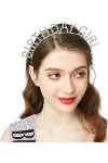 Gümüş Kristal Taşlı Birthday Girl Doğum Günü Tacı İthal Ürün A Kalite 17x16 Cm-2