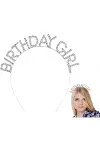 Gümüş Kristal Taşlı Birthday Girl Doğum Günü Tacı İthal Ürün A Kalite 17x16 Cm-1