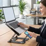 2’si 1 Arada Laptop ve Telefon Standı – AlüMetal Ayarlanabilir,Katlanabilir,Ergonok Yükseltici-3