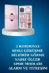 Kablolu Bluetooth Kulaklık ve Kadınlara Özel Bileklik Hediyeli Yeni Nesil Akıllı Saat 3 Kordonlu-3