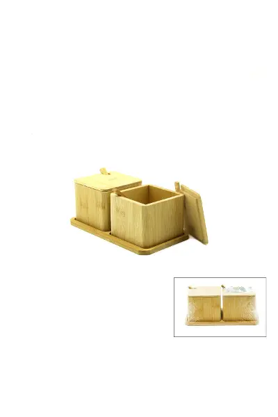 2PCS Baharatlık - Tuzluk Ahşap Bambu